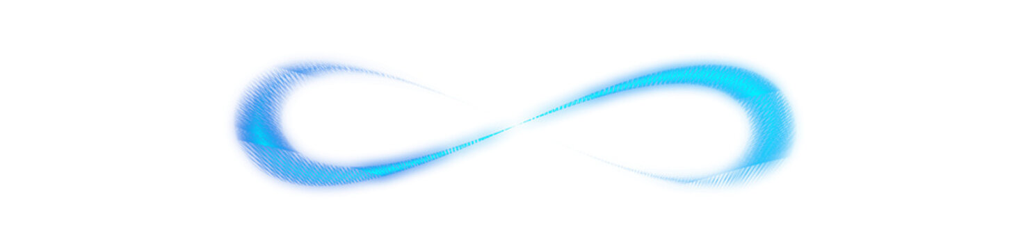 Abstract blue glowing infinity symbol light streak loop on transparent background overlay