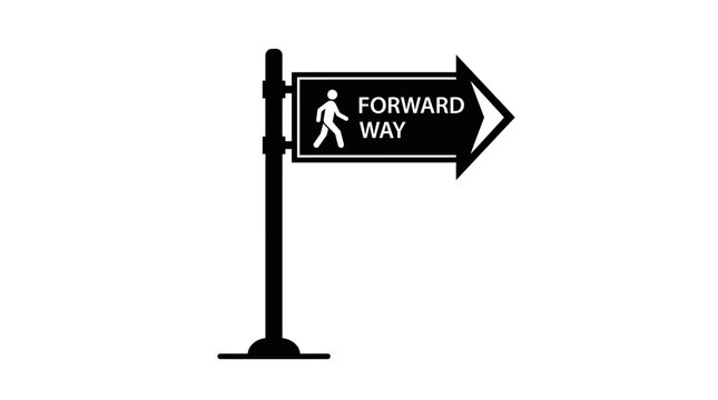 Pedestrian Signpost Indicating Forward Direction on Pathway.