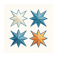 Obraz premium Four flat design stars in yellow blue and orange