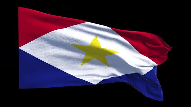 Professional animation of the Saba flag waving in the wind, ideal for Caribbean travel content, regional identity projects, cultural presentations, education, web banner use, national holiday visuals