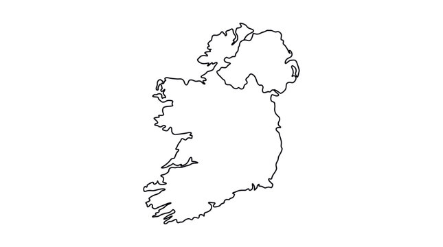 Ireland Map Outline - Simple Black and White Silhouette of the Island