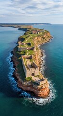 Fototapeta premium Ancient Fortress on a Rocky Peninsula Overlooking the Sea.