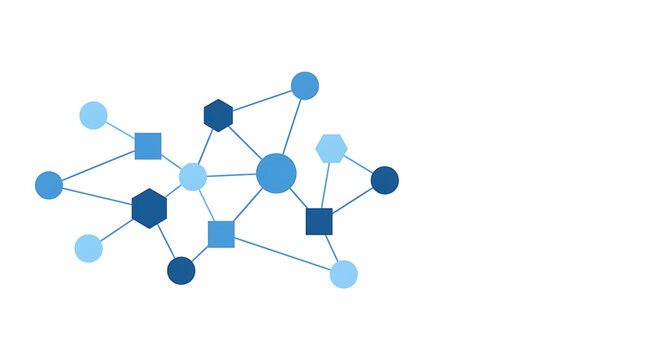 Abstract network connection with various geometric shapes and lines