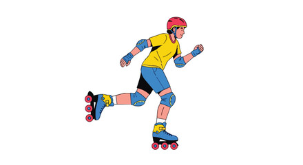 Obraz premium Active Inline Skater in Colorful Protective Gear and Helmet