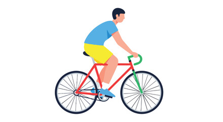 Obraz premium Man Riding Road Bicycle Isolated on White Background Male Cyclist in Sportswear Biking for Fitness and Leisure Activity