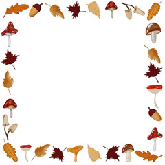 Fototapeta premium Watercolor hand drawn autumn frame for decor and design. 