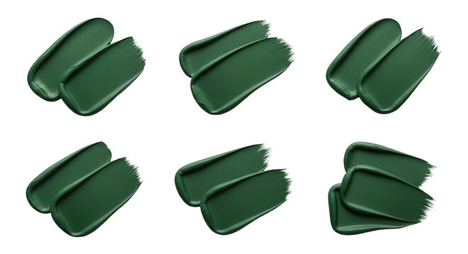 green paint strokes on white surface creating abstract designs for artistic cosmetic or design elements templates
