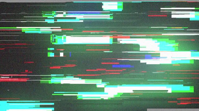 Digital data glitch background with colorful neon lines and pixelation artifacts. 4K Video