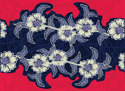 Indonesian batik with very beautiful and unique flower motifs