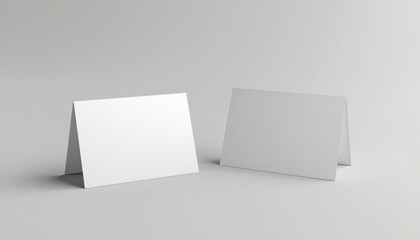 Fototapeta premium White tiangle table tent. Plastic or paper template (7)