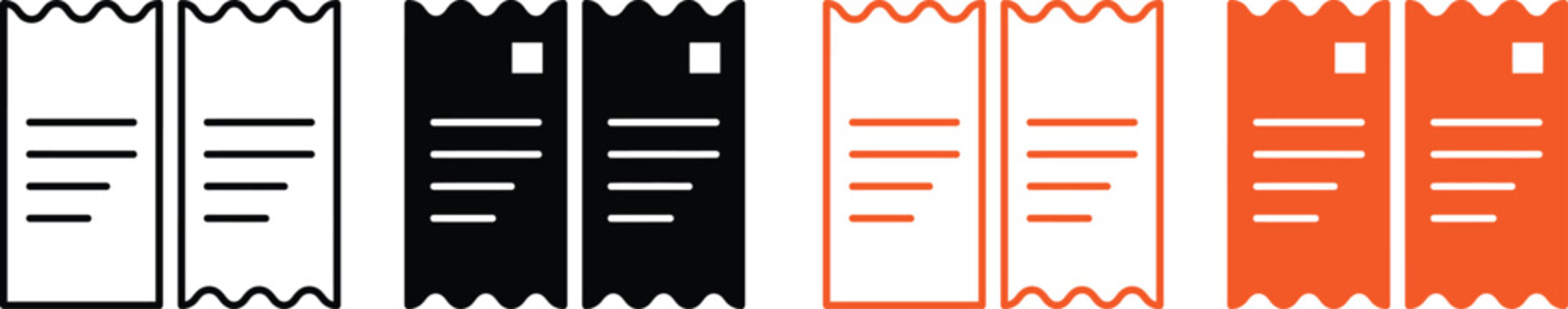 Minimalist paper receipt and invoice icons set