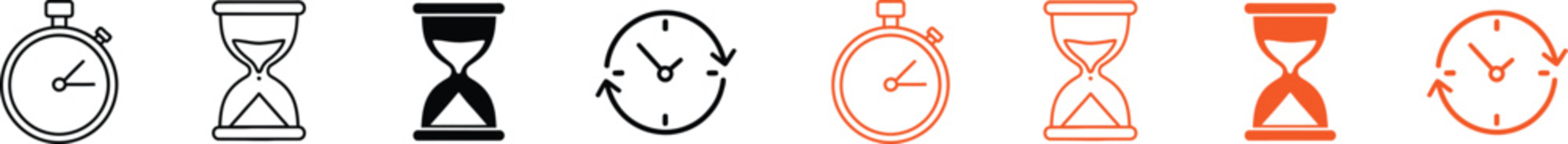 Minimalist vector time and duration icons for web design