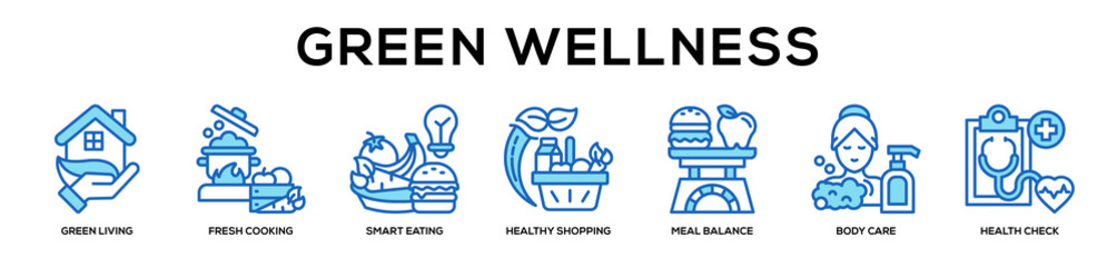 Naklejka premium blue - Green Wellness web banner icon vector illustration concept