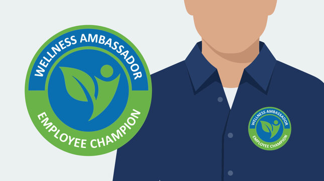 Wellness Ambassador Badge Worn by Employee Champion