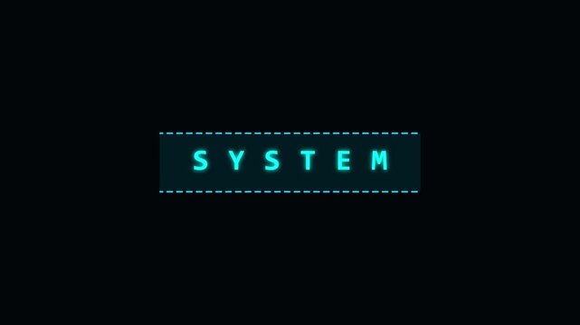 Futuristic Neon Cyan System Title Animation on Black Background