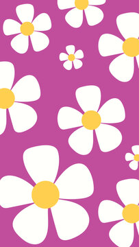 Retro 70s Daisy Flower Seamless Pattern Groovy Floral Vector Background Isolated Design