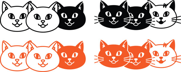 Cute cartoon cat head icons for pet brand logo designs © @rayan_rahaman