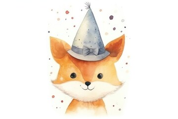 Fototapeta premium Fox drawing sketch hat.