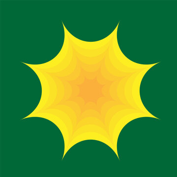 Abstract Yellow Star Shape Ornament on Green Background