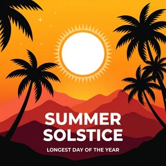 Obraz premium Tropical Sunset Summer Solstice Square Design