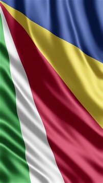 Professional animation of the Seychelles flag waving in the wind, ideal for island travel videos, cultural projects, education, web banner use, and national holiday visuals.