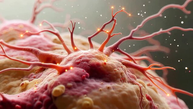 Microscopic Nerve Tissue With Neuron Branches for Neuroscience and Cellular Biology