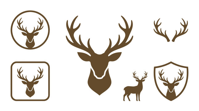 Deer stag head logo and emblem collection