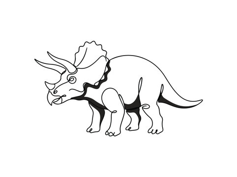 Triceratops single line drawing