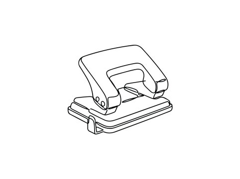 Single line drawing of a two-hole puncher