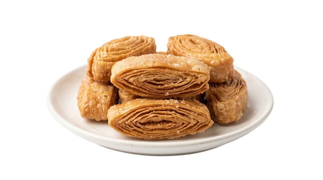 Khaja or chirote, a traditional indian sweet, isolated on transparent background