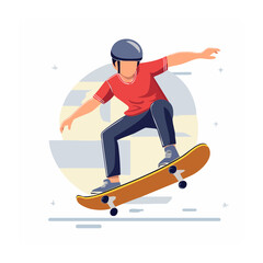 Fototapeta premium Cartoon skateboarder in mid-air pose