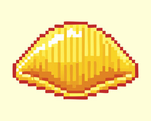 Fototapeta premium Yellow conchiglie seashell shaped pasta macaroni piece traditional italian cuisine ingredient for restaurant menu layout pixel art digital illustration vector