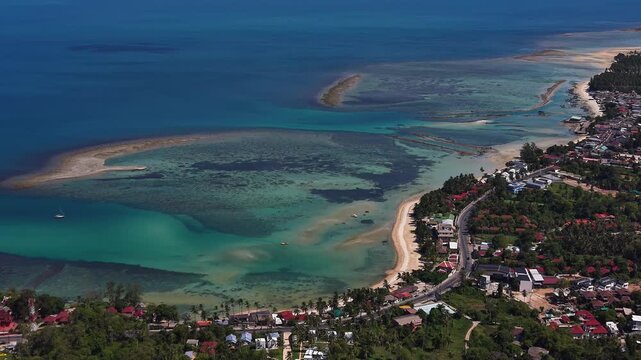 Drone Flying Away From Tropical Lagoon in Koh Samui, Thailand