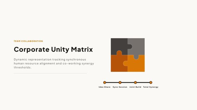 Corporate unity matrix jigsaw puzzle assembly video showing team collaboration milestones