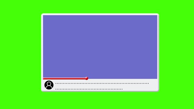 Green Screen Responsive Video Frame UI, Player Window Overlay with Control Bar and Playhead Animation