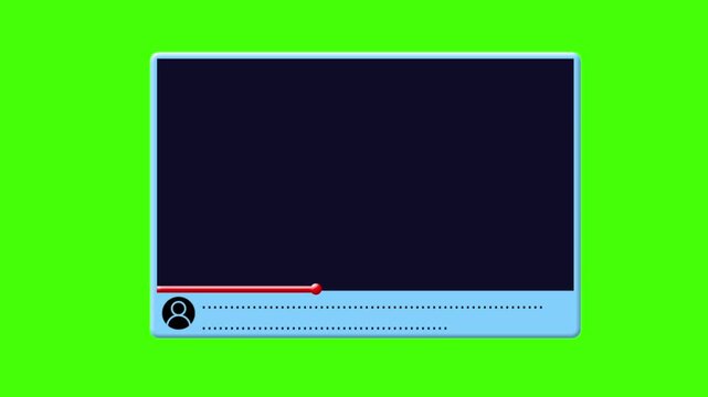 Green Screen Video Player UI Overlay Animation, Media Control Bar Timeline Mockup with Avatar