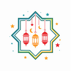Fototapeta premium Ramadan Lanterns and Stars Decorative Frame