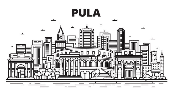 Pula Croatia Skyline Illustration