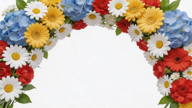 Flower arch with daisies hydrangeas and gerberas
