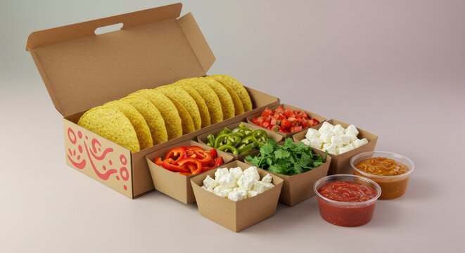 Taco Meal Kit with Fresh Ingredients and Sauces