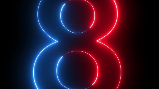 10 second countdown timer animation. neon Countdown Timer. 10 to 0 second modern digital countdown timer neon light style on black background, 4k video.