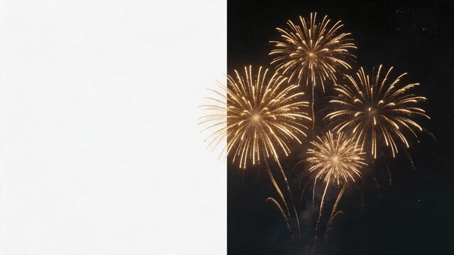 Golden fireworks in night sky
