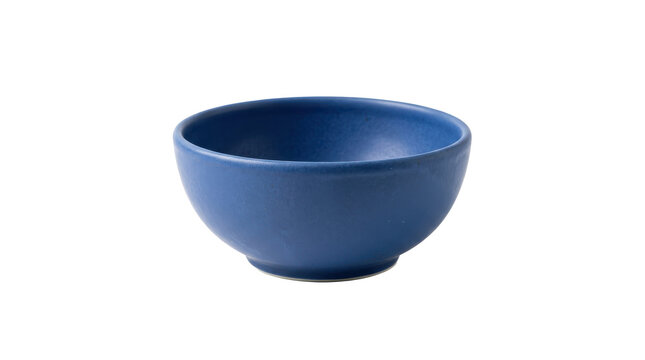 A single cobalt blue ceramic bowl on a plain white background