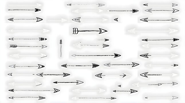 Arrows drawn on a sheet of paper, business strategy financial target planning linear concept sketch illustration background resource