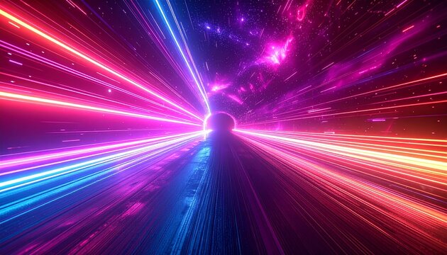 Neon light speed tunnel