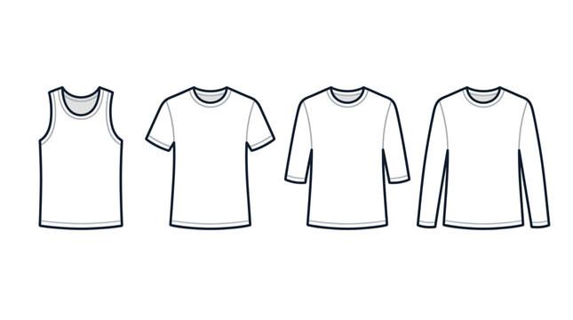 Blank T-shirt and Tank Top Apparel Templates Set.