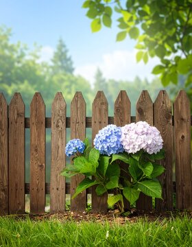 Flowers by a wooden fence