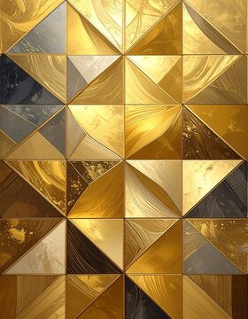 Golden geometric abstract pattern (2)