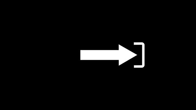 A bold white arrow pointing to the right is shown next to a bracket shape on a black background signifying direction and action