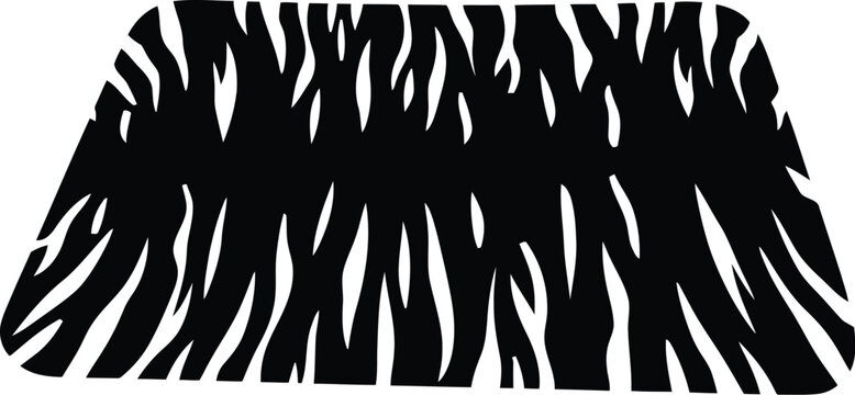 Black and white tiger stripe pattern design in a rounded trapezoid shape